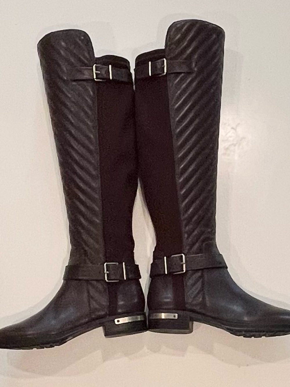 Vince Camuto Dark Chocolate Brown Quilted Leather Riding Boots, Size 8, With Box